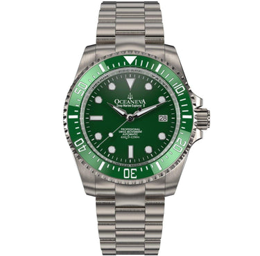 Oceaneva Deep Marine Explorer II Titanium Limited Edition - Green Dial - GRII200GRTT Automatic watches, Green dial watch, mens titanium watch, Titanium Watch, titanium watches for men